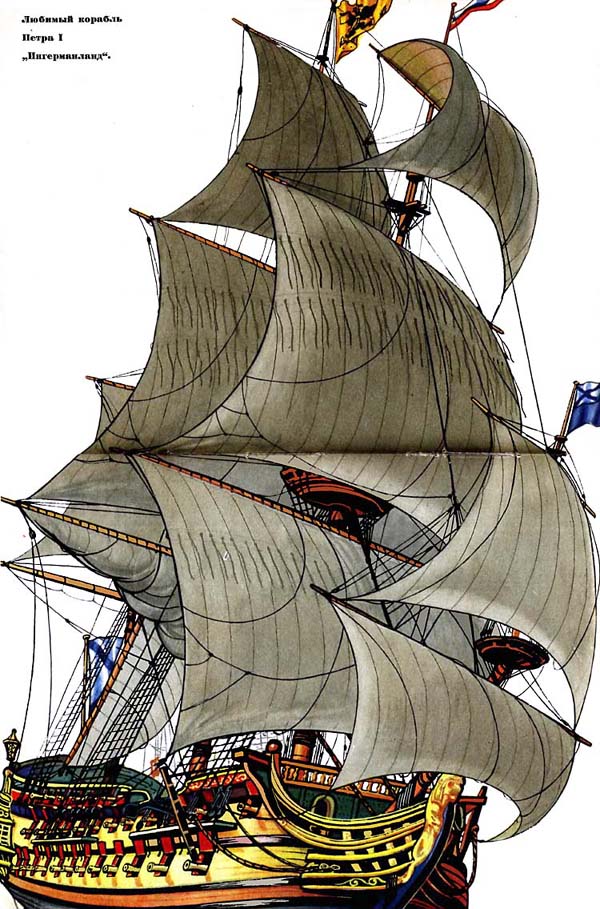 Копии и оригиналы чертежей парусного корабля Ингерманланд 1712 года